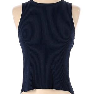 Intermix Wide Rib Knit Sweater Tank Navy - XS